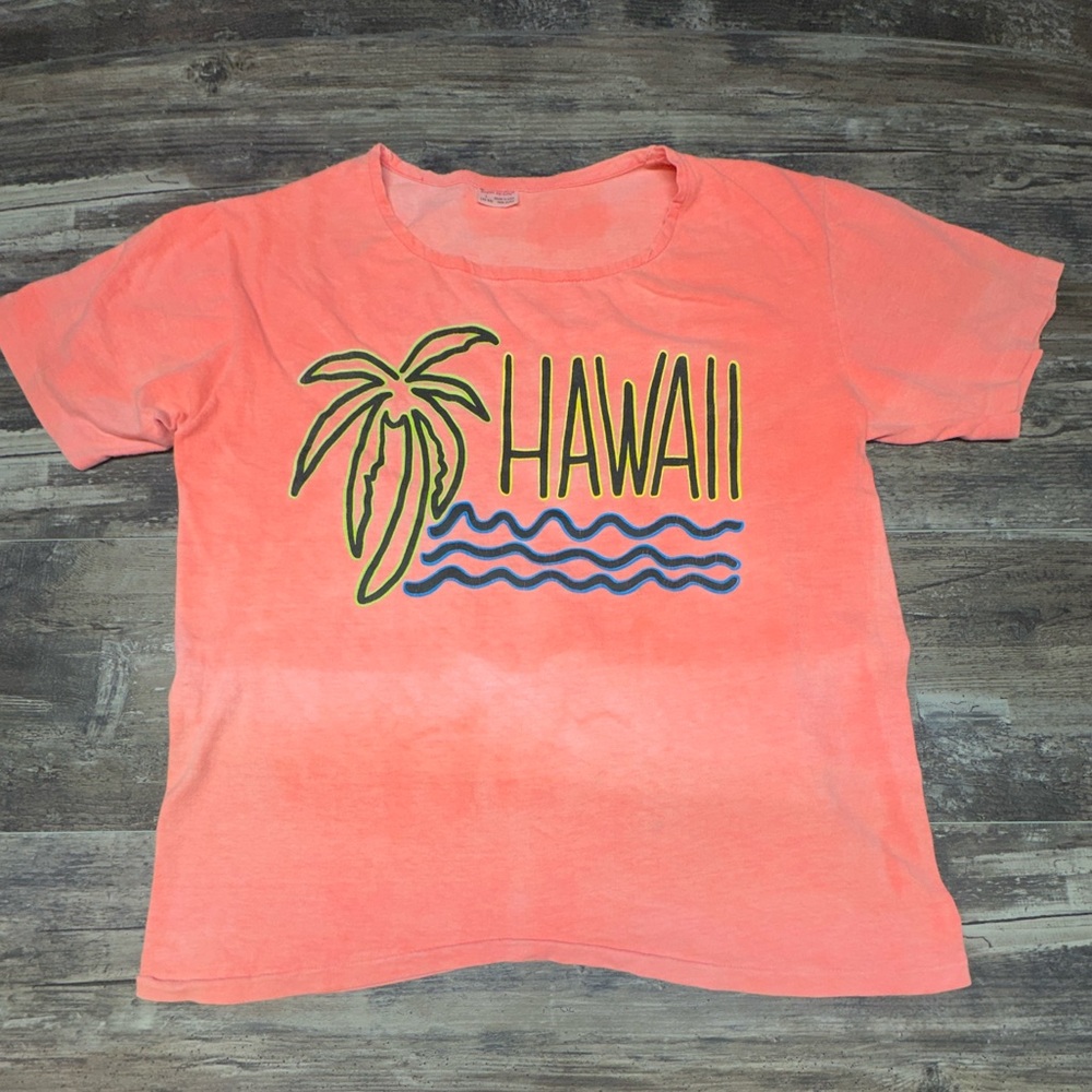 Vintage 80s Hawaii Neon Pink T-Shirt - Made in USA Super Hi-Cru - GUC